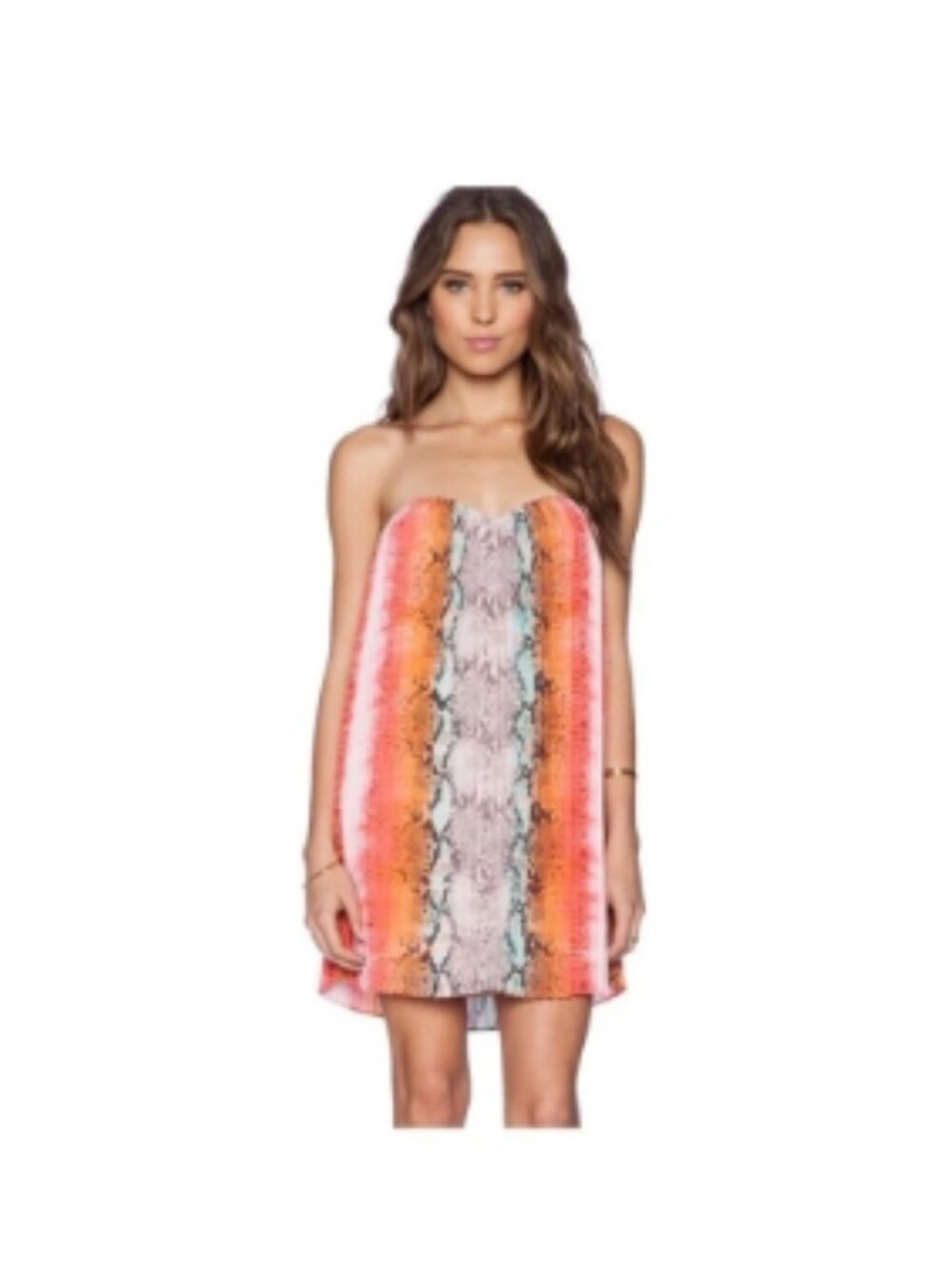 Lovers + Friends Orange Red Multi-Print Sleeveless Pleated Skater Dress